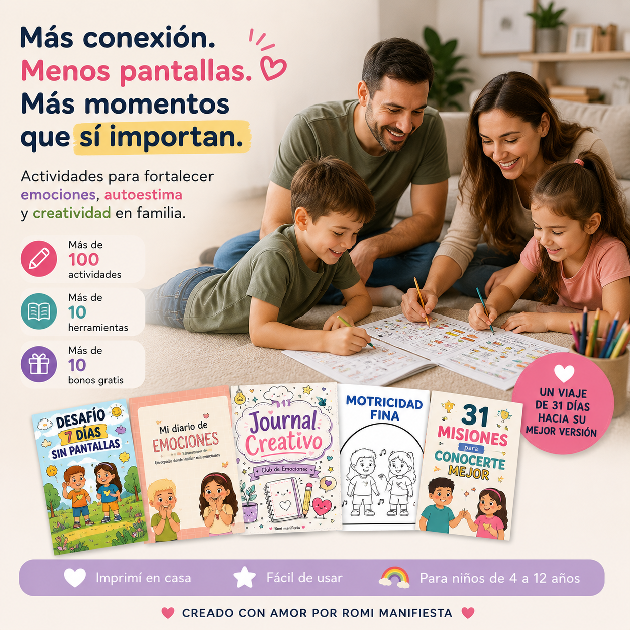 Kit imprimible El Club de las Emociones — más de 100 actividades, 10 herramientas y 10 bonos gratis para toda la familia